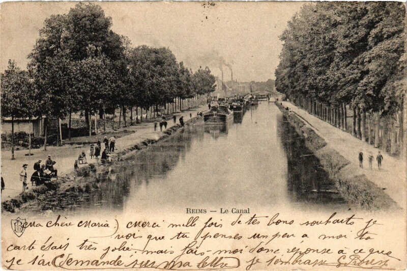 Carte postale ancienne Reims Le Canal à Reims