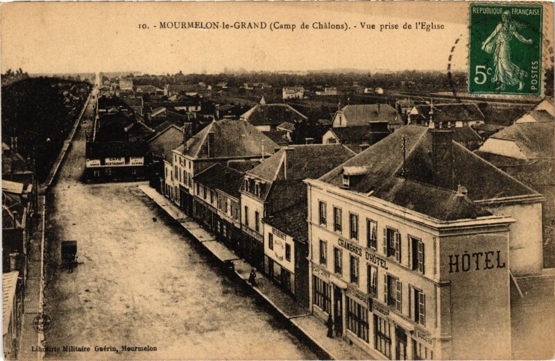 Carte postale ancienne Camp de Chalons Mourmelon-le-Grand vue prise de l'Eglise à Mourmelon-le-Grand