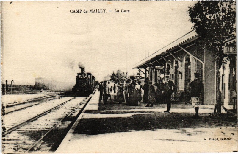 Carte postale ancienne Camp de Mailly La Gare Railway