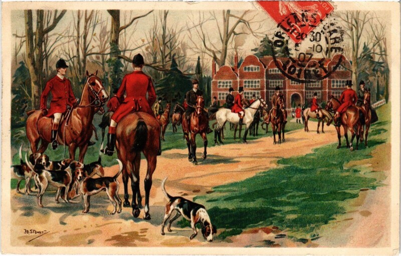 Carte postale ancienne Chasse hunting Litho