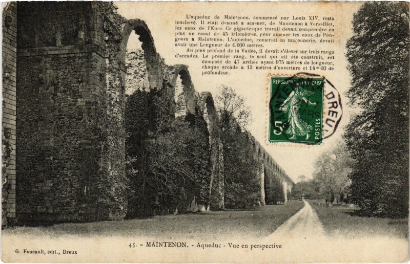 Carte postale ancienne Maintenon Aqueduc vue en perspective à Maintenon