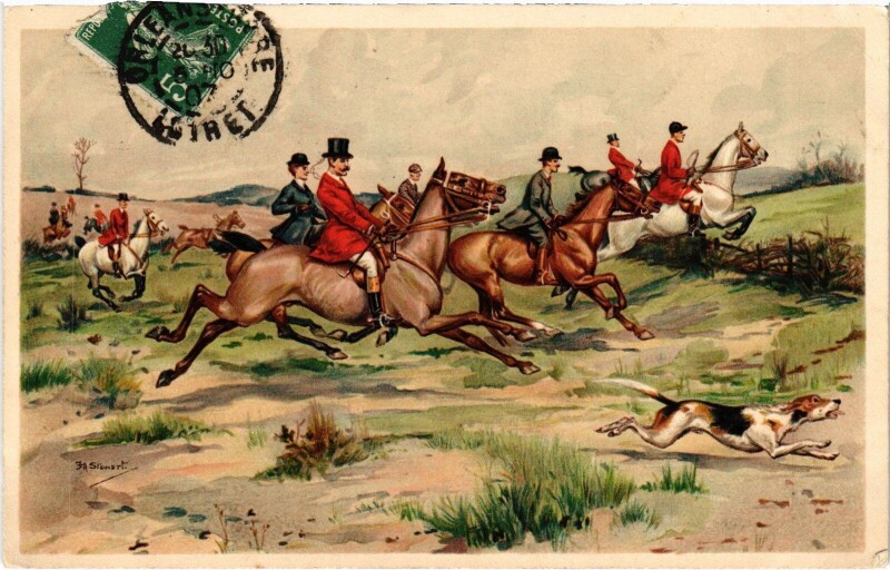 Carte postale ancienne Chasse hunting Litho