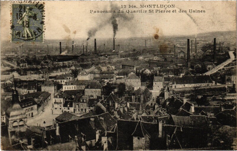 Carte postale ancienne Montlucon Panorama du Quartier Saint-Pierre
