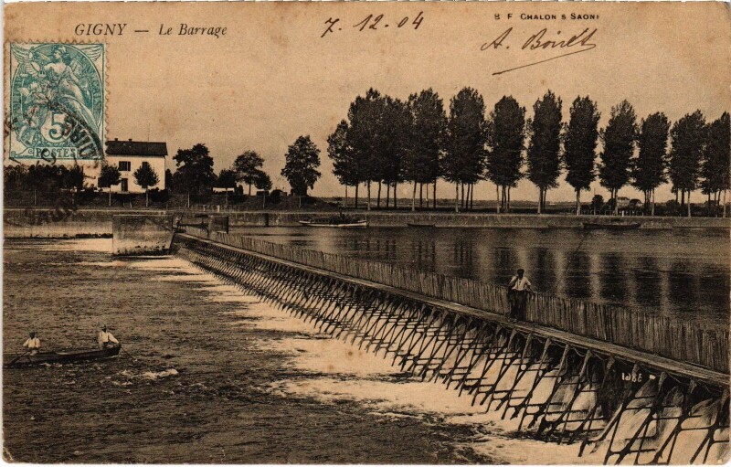 Carte postale ancienne Gigny Le Barrage
