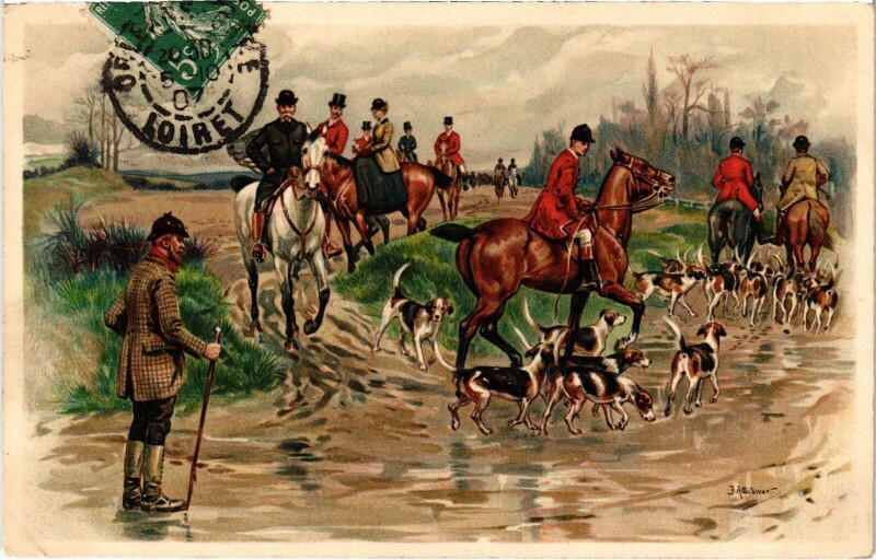 Carte postale ancienne Chasse hunting Litho