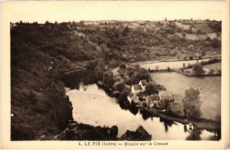 Carte postale ancienne Le Pin Boucle sur la Creuse