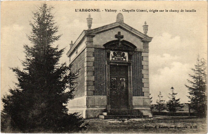 Carte postale ancienne L'Argonne Valmy Chapelle Ginetti à Valmy