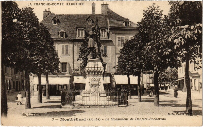 Carte postale ancienne Montbéliard Le Monument de Denfert-Rochereau à Montbéliard