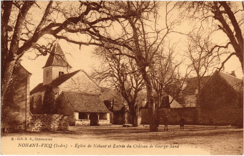 Carte postale ancienne Nohant-Vicq Eglise Entrée du Chateau à Nohant-Vic