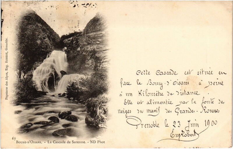 Carte postale ancienne Bourg-d'Oisans Cascade de Sarenne