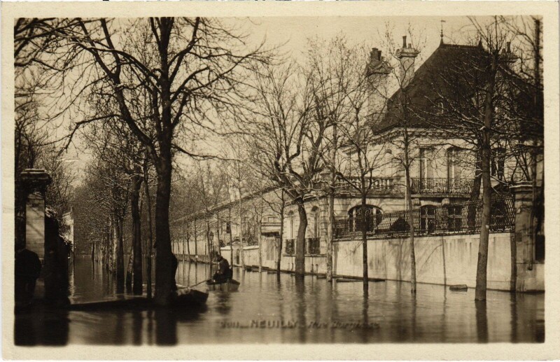 Carte postale ancienne Neuilly Rue Inondations