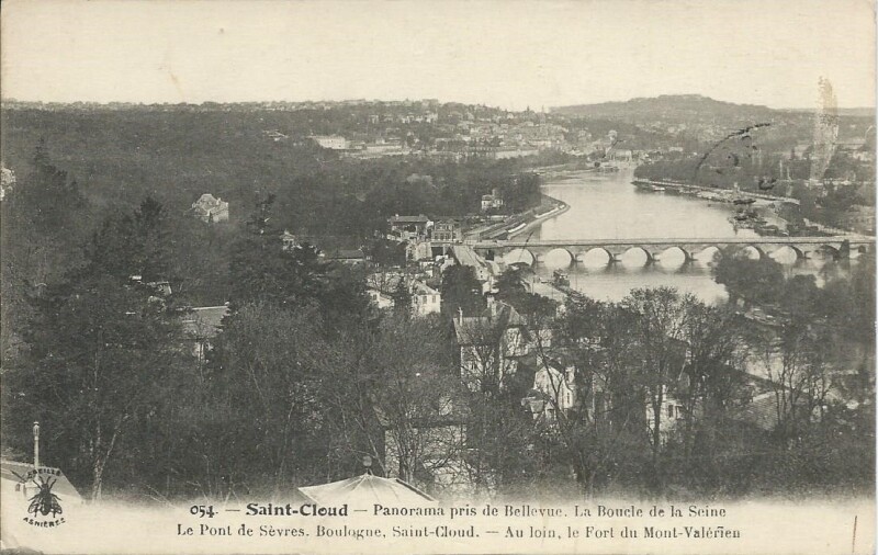 Carte postale ancienne Panorama pris de Bellevue. La Boucle de la Seine à Saint-Cloud