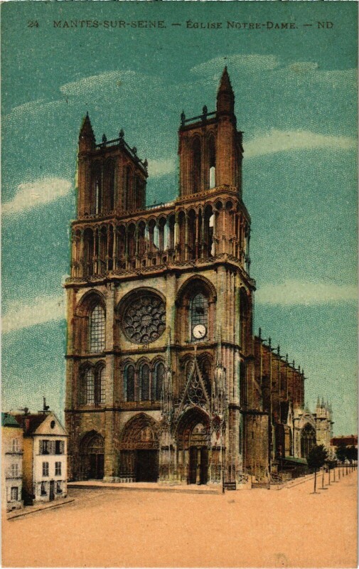 Carte postale ancienne Mantes-la-Jolie L'Eglise Notre-Dame à Mantes-la-Jolie