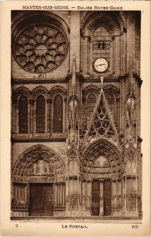 Carte postale ancienne Mantes-la-Jolie L'Eglise Notre-Dame - Le Portail à Mantes-la-Jolie