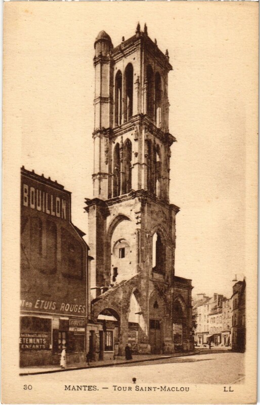 Carte postale ancienne Mantes-la-Jolie Tour Saint-Maclou à Mantes-la-Jolie