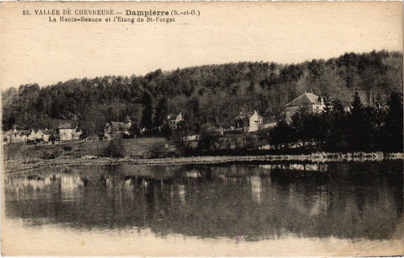 Carte postale ancienne Dampierre La Haute-Beauce et l'Etang de Saint-Forget à Saint-Forget