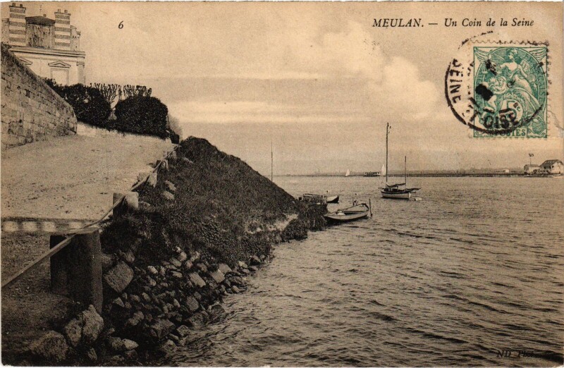Carte postale ancienne Meulan Un Coin de la Seine