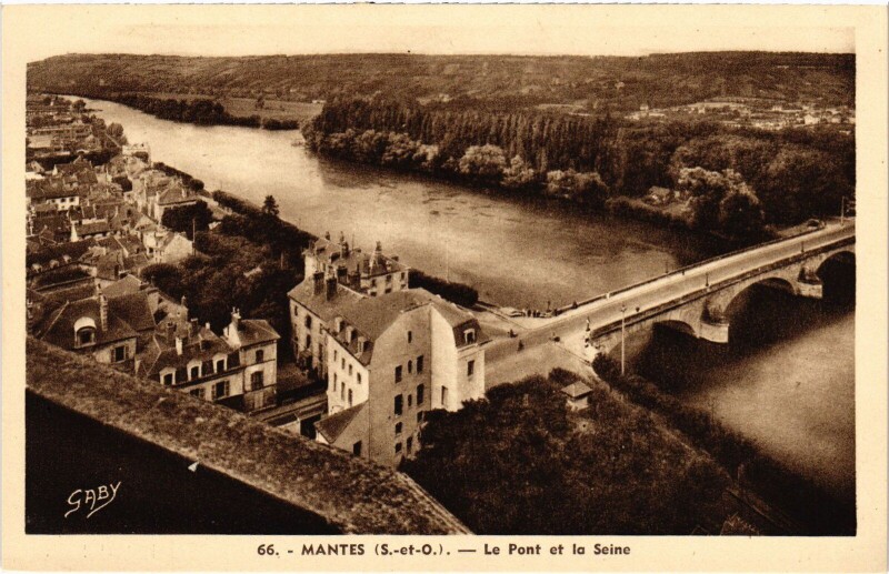 Carte postale ancienne Mantes-la-Jolie Le Pont et la Seine à Mantes-la-Jolie