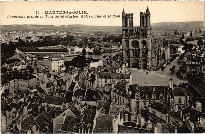 Carte postale ancienne Mantes-la-Jolie Panorama à Mantes-la-Jolie