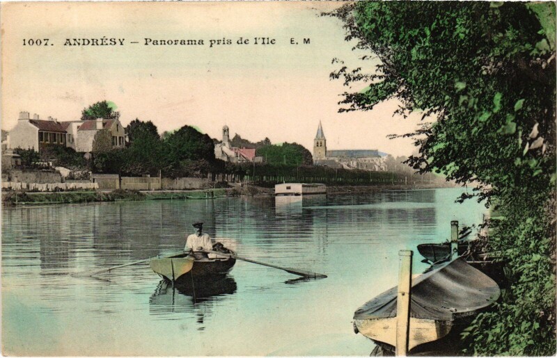Carte postale ancienne Andresy Panorama pris de l'Ile