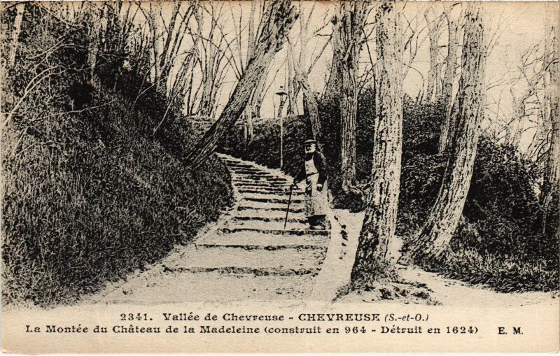 Carte postale ancienne Chevreuse La Montee du Chateau de la Madeleine à Chevreuse