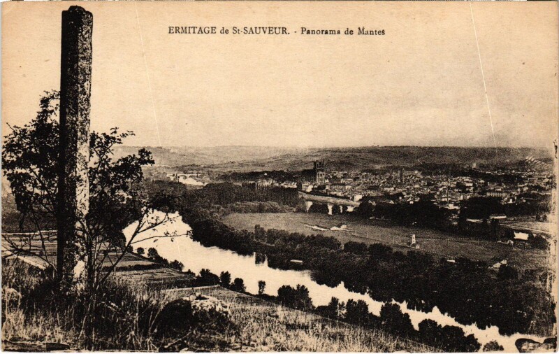 Carte postale ancienne Mantes-la-Jolie Ermitage Saint-Sauveur - Panorama de Mantes à Mantes-la-Jolie