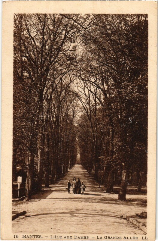 Carte postale ancienne Mantes-la-Jolie L'Ile aux Dames - La Grande Allee à Mantes-la-Jolie