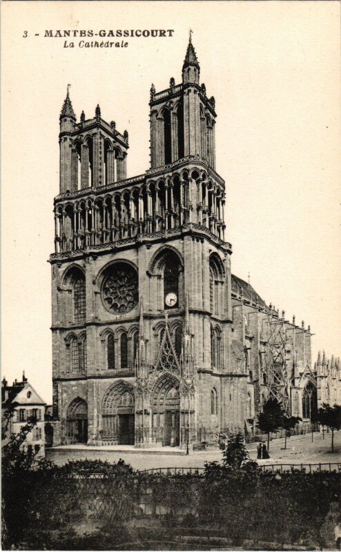 Carte postale ancienne Mantes-la-Jolie Gassicourt - La Cathedrale à Mantes-la-Jolie