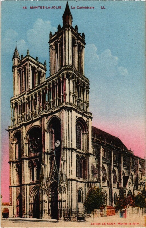 Carte postale ancienne Mantes-la-Jolie La Cathedrale à Mantes-la-Jolie
