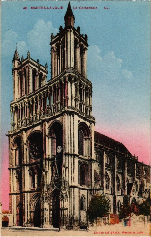 Carte postale ancienne Mantes-la-Jolie La Cathedrale à Mantes-la-Jolie