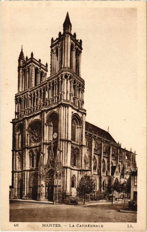 Carte postale ancienne Mantes-la-Jolie La Cathedrale à Mantes-la-Jolie