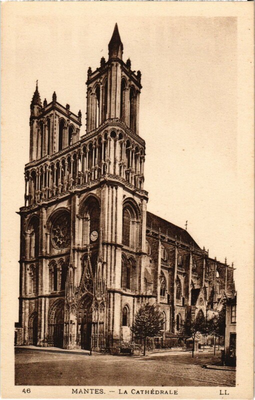Carte postale ancienne Mantes-la-Jolie La Cathedrale à Mantes-la-Jolie