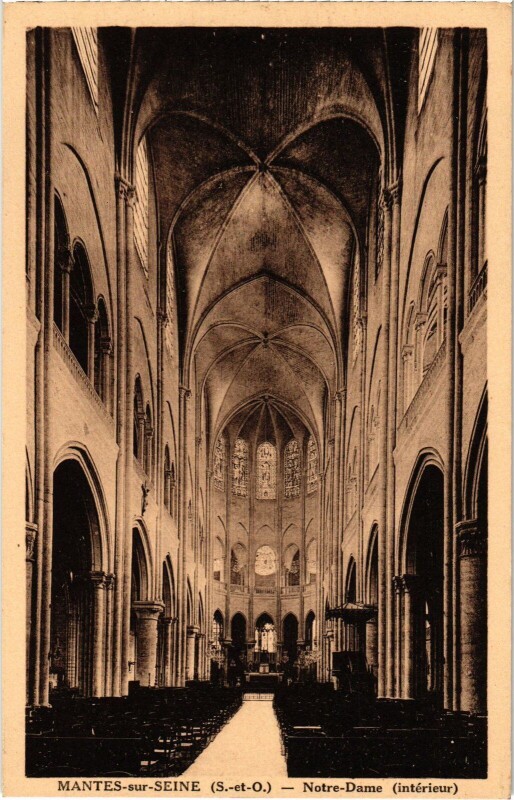 Carte postale ancienne Mantes-la-Jolie L'Notre-Dame - Interieur à Mantes-la-Jolie