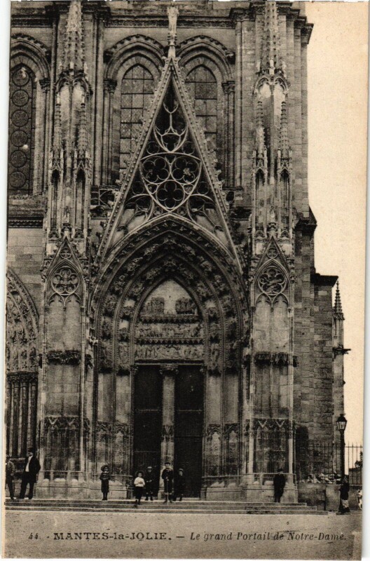 Carte postale ancienne Mantes-la-Jolie La Grand Portail de Notre-Dame à Mantes-la-Jolie