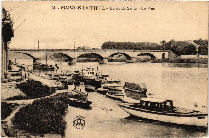 Carte postale ancienne Maisons-Laffitte Bords de Seine - Le Pont à Maisons-Laffitte