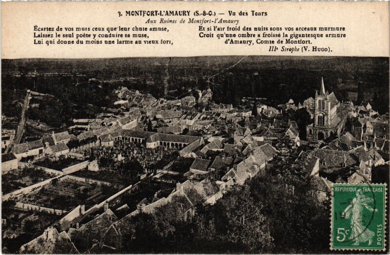 Carte postale ancienne Montfort-l'Amaury Vu des Tours à Montfort-l'Amaury