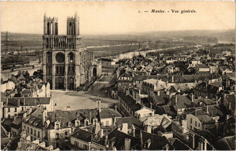 Carte postale ancienne Mantes-la-Jolie Vue Generale à Mantes-la-Jolie