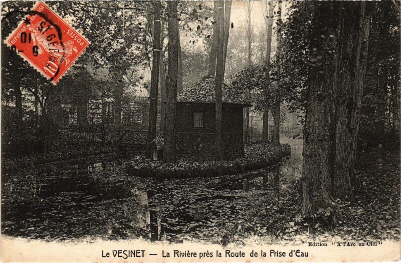 Carte postale ancienne Le Vesinet La Riviere pres la Route de la Prise d'Eau