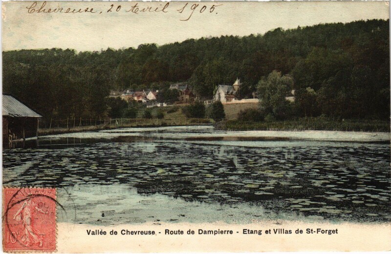 Carte postale ancienne Saint-Forget Etang et Villas - Route de Dampierre à Saint-Forget