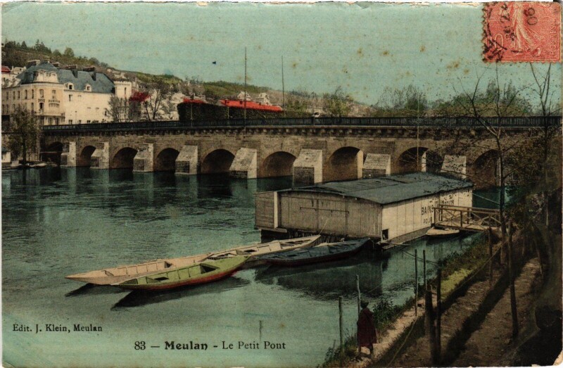 Carte postale ancienne Meulan Le Petit Pont