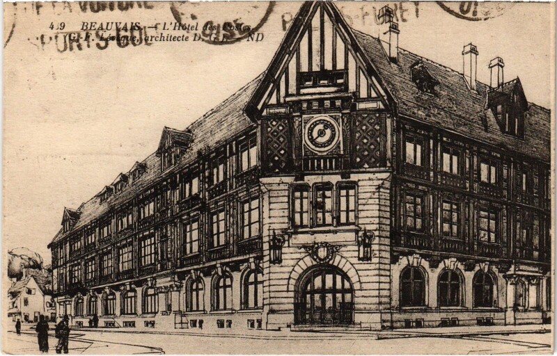 Carte postale ancienne Beauvais Hotel des Postes à Beauvais