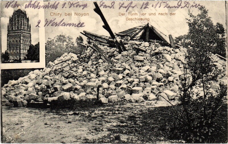 Carte postale ancienne Chiry Der Turm Guerre