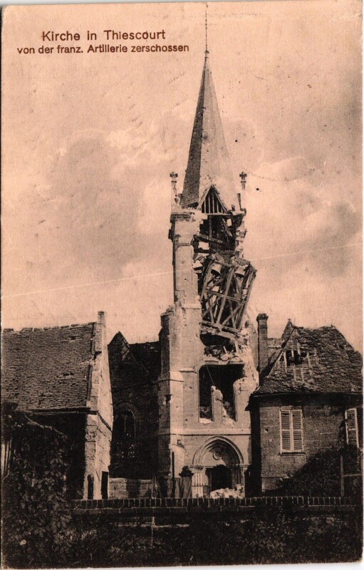 Carte postale ancienne Thiescourt Kirche Guerre à Thiescourt