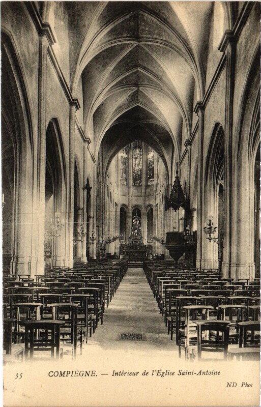 Carte postale ancienne Compiegne Eglise Saint-Antoine interieur