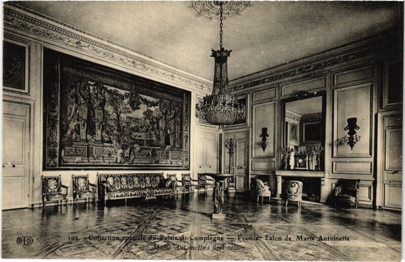 Carte postale ancienne Palais de Compiegne Salon de Marie Antoinette