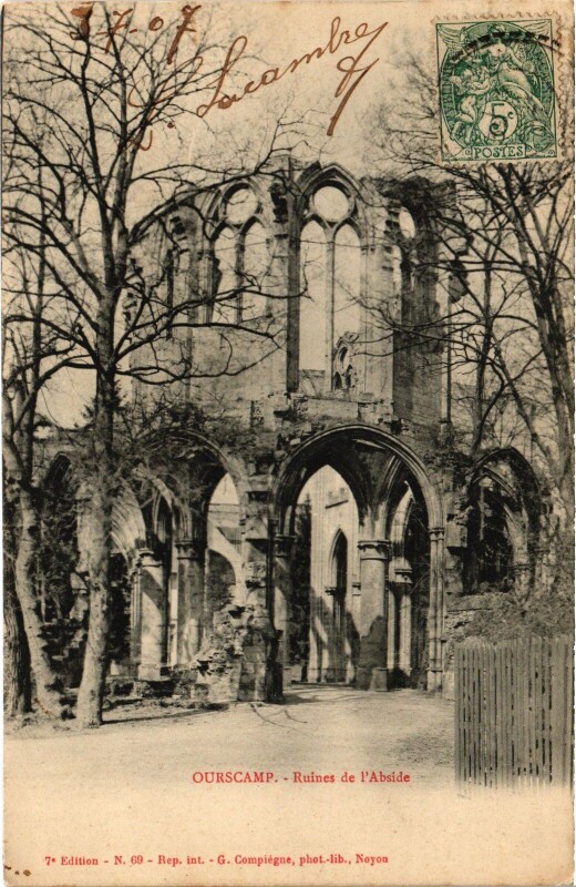 Carte postale ancienne Ourscamp Ruines Abside