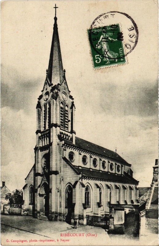 Carte postale ancienne Ribécourt Eglise