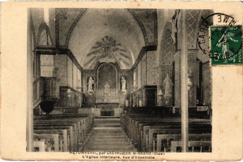 Carte postale ancienne Retomesnil Eglise interieur