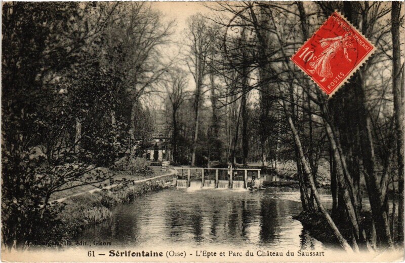 Carte postale ancienne Sérifontaine Epte et Parc du Chatea à Sérifontaine