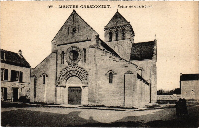 Carte postale ancienne Mantes-la-Jolie Gassicourt - Eglise de Gassicourt à Mantes-la-Jolie